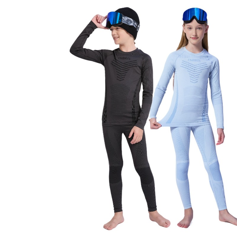 子供用厚手スポーツ速乾セット スキー、ランニング、発汗、吸湿性、通気性、暖かい下着