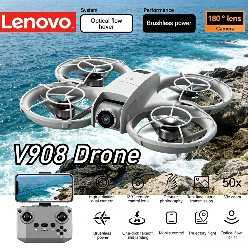 Lenovo V908 ブラシレス FPV ドローン スクリーン付き オプティカル フロー ポジショニング HD 航空写真 RC クアッドコプター