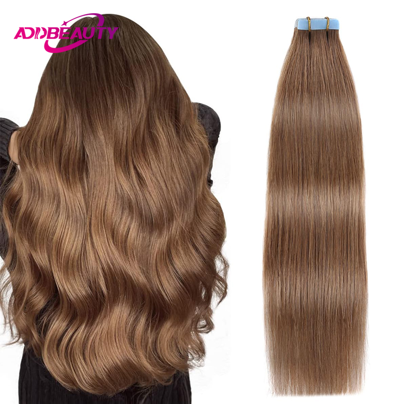 テープインヘアエクステンション人毛 Addbeauty ストレートシームレステープインヘアエクステンション 100% 人毛 20 個目に見えないテープヘア