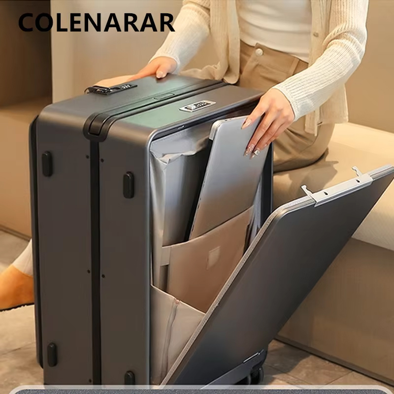 COLENARA 20 "24" 26 インチ女性の USB 充電スーツケースフロントオープニング搭乗ボックスメンズ多機能トロリーケース荷物バッグ