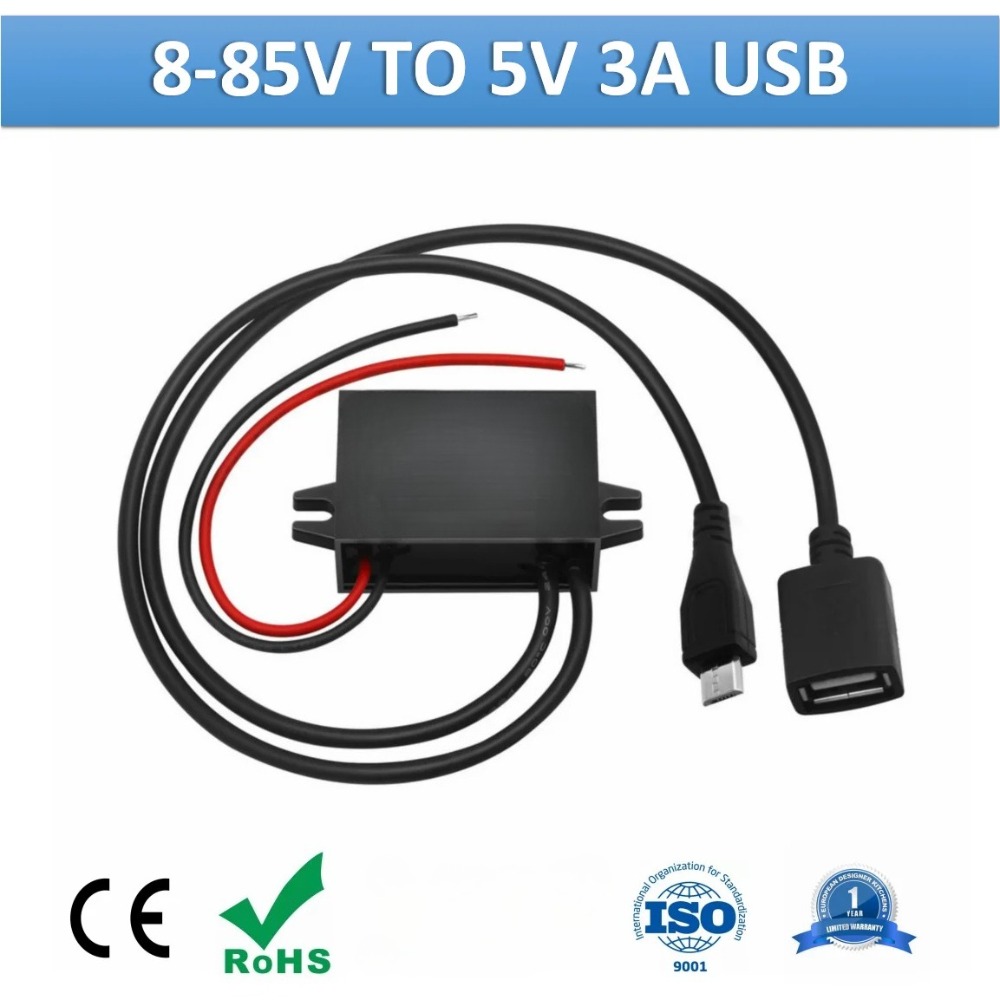 DC 12V 24V 36V 48V 60V 72V 80V から 5V ステップダウン USB コンバータ出力 8-85V から 5 ボルト車の充電器電源付き防水