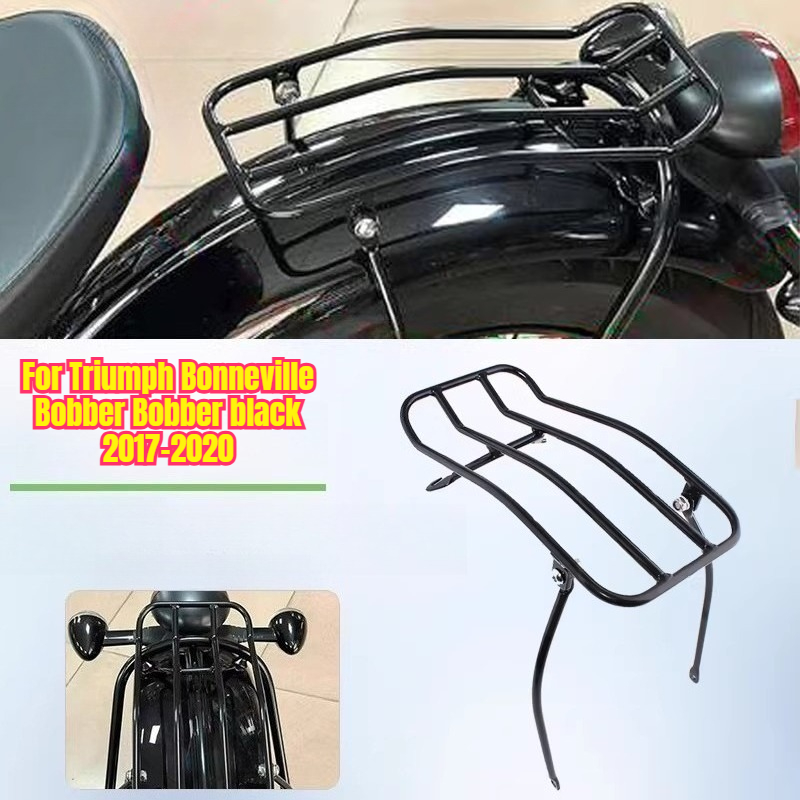 1 × スチールオートバイリア荷物棚ホルダーキャリアサポートブラケットラックトライアンフボンネビルボバーボバーブラック 2017-2020