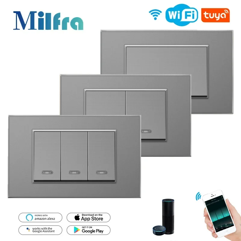 Milfra Tuya スマート Wifi/Zigbee スイッチリモートオンオフライトグレースイッチサポート音声制御 Alexa Google ホームホームキットでの作業