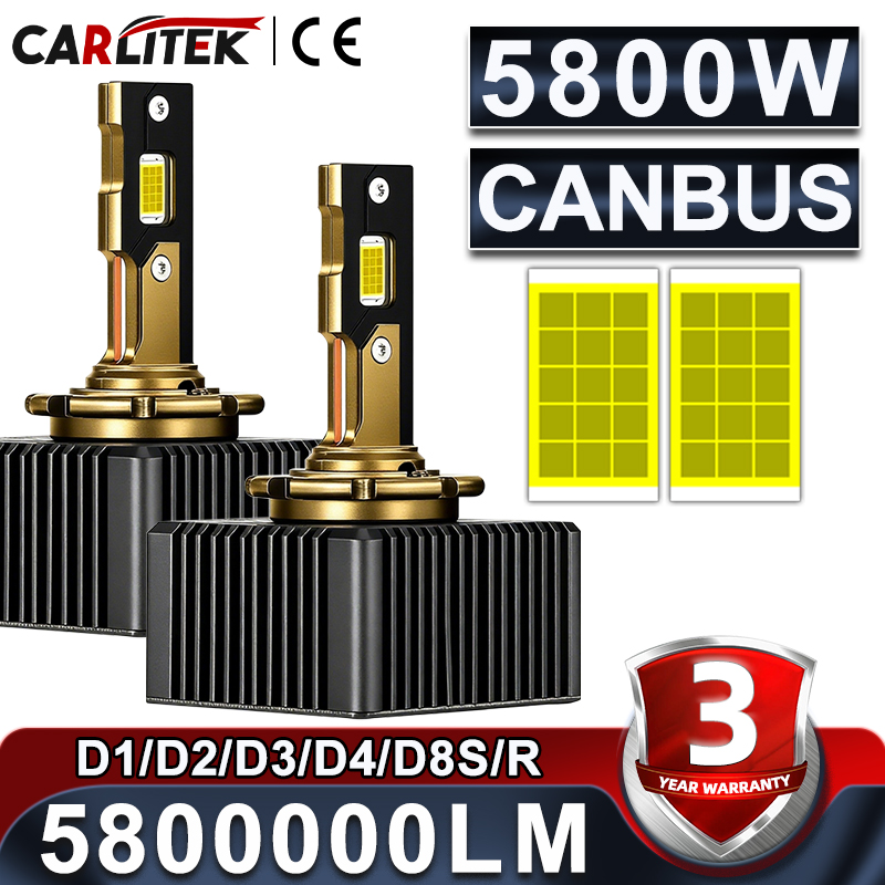 Carlitek 2 個 5800 ワット D1S D3S ヘッドライト D2S D2R D4S D4R D5S D8S LED Canbus 30 個 CSP 自動 LED ランプ車のライト 6000K 12V プラグ