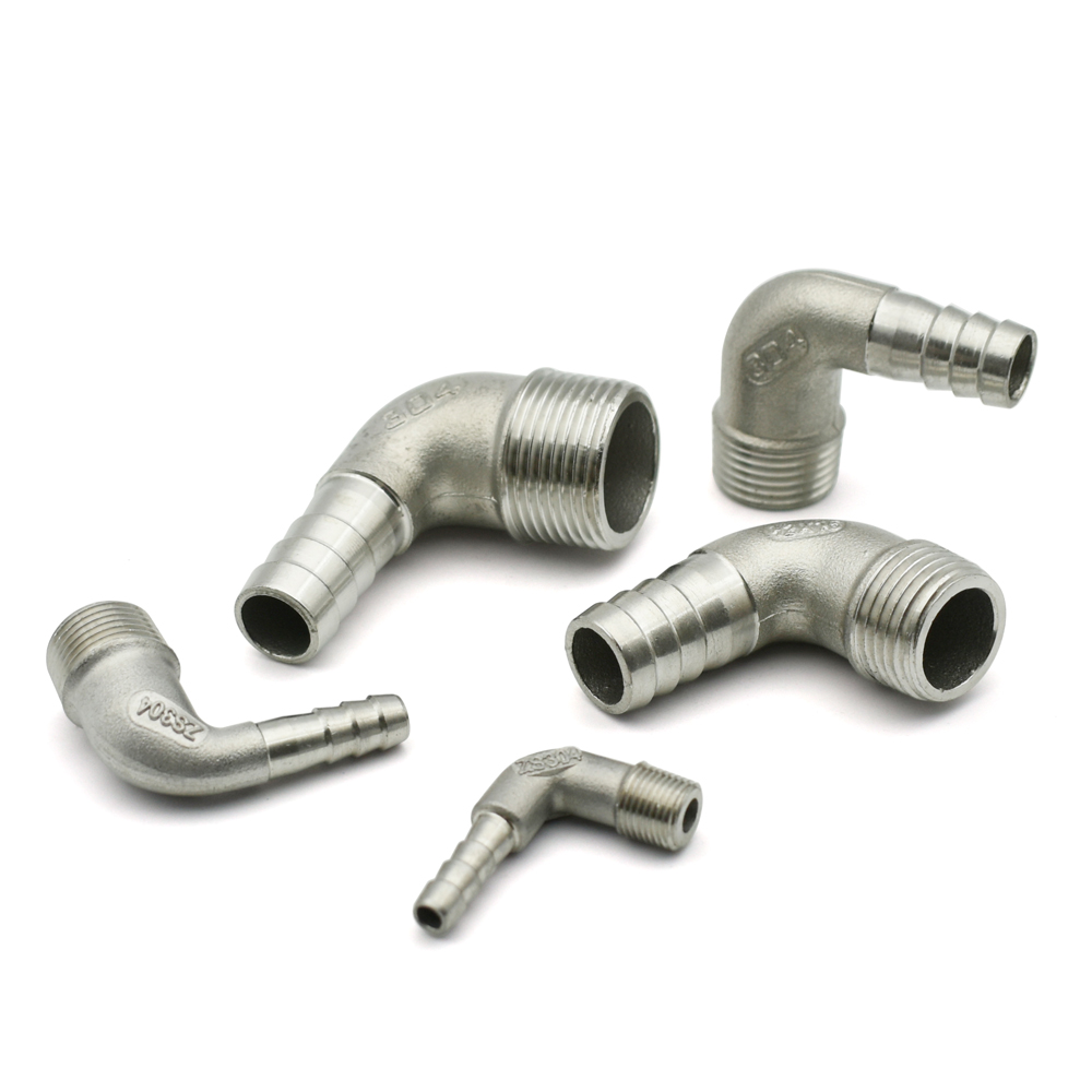 ソフトホースフックエルボ 8 10 12 14 15 16 20 50 ミリメートル BSPT おねじ 304 ステンレス鋼 1/8 "1/4" 3/8 "1/2" 3/4 "1 フィッティングジョイント