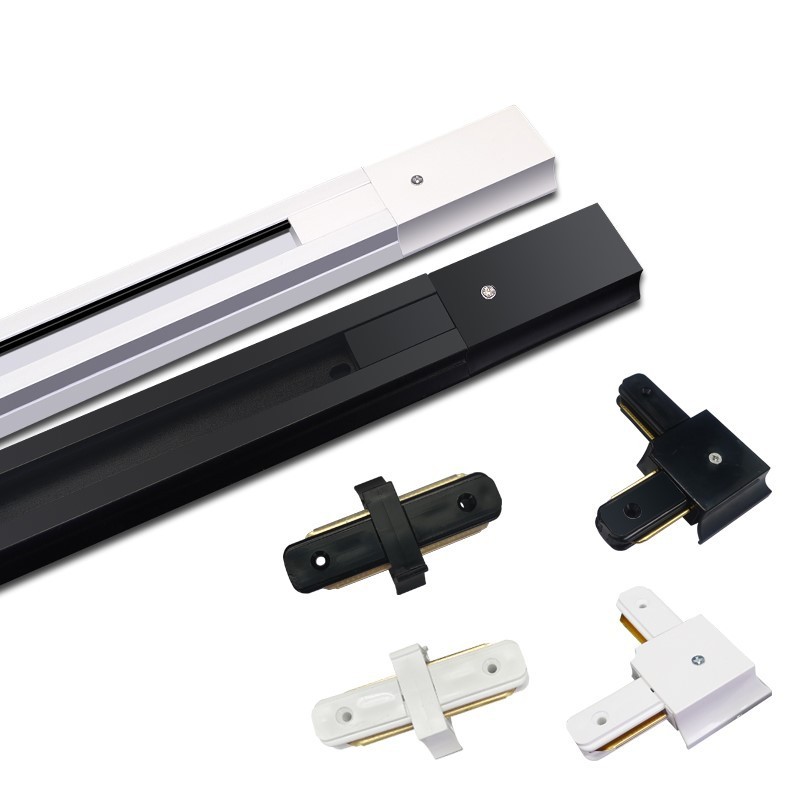 LED トラックライトレール 0.5 メートル 1 メートル黒、白アルミ 2 線式システムトラックライトユニバーサルトラックスポットライト
