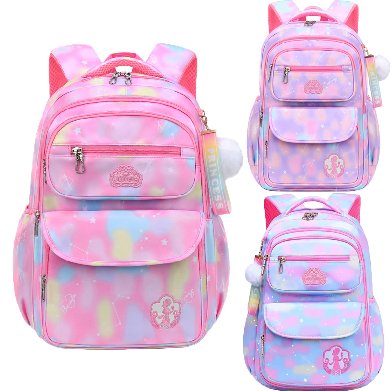 スクールバッグ ショルダーリュック 雲柄 プリンセス ピンク パープル ブルー 通学 かわいい かわいい 防水 バックパック