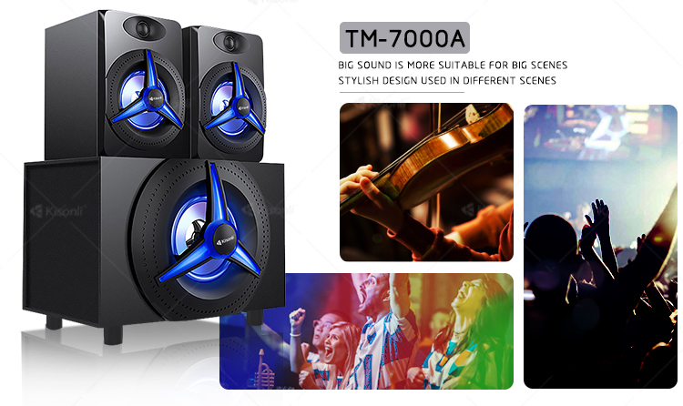 Kisonli TM-7000A ホームシアターシステム多機能 Hifi 2.1 スピーカー (サブウーファー付き)