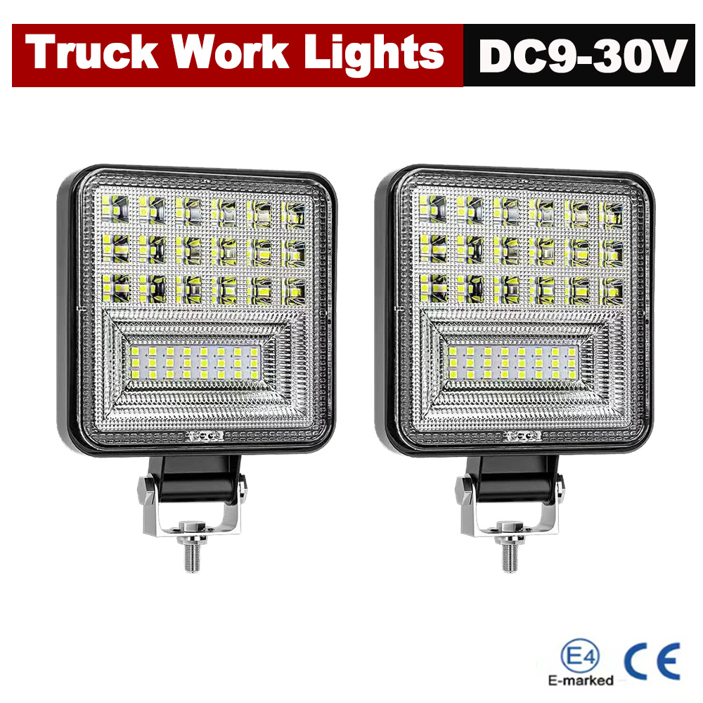 42LED トラック作業灯 DC9-36V LED スクエアスポットライト/投光器 6500 18K 車のヘッドライトオフロード SUV ドライビングライトフォグランプ