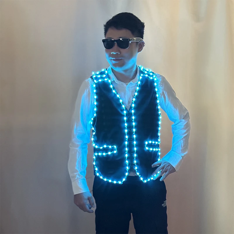 新しい LED ベスト LED 発光ベストナイトショーステージパフォーマンス衣装光る服男性ダンス着用