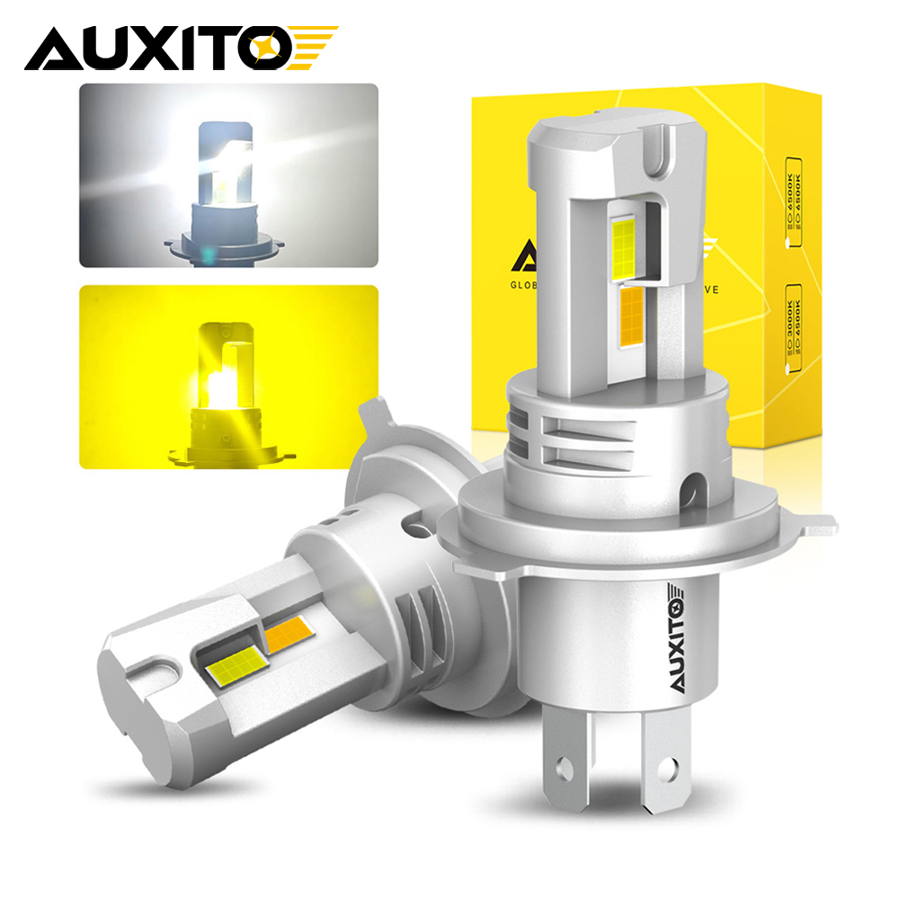 AUXITO 2 個 H4 LED ヘッドライト電球 Canbus 高ロービームデュアルカラー白黄 H4 9003 HB2 LED ダイオードランプカーライト 20000LM 12V