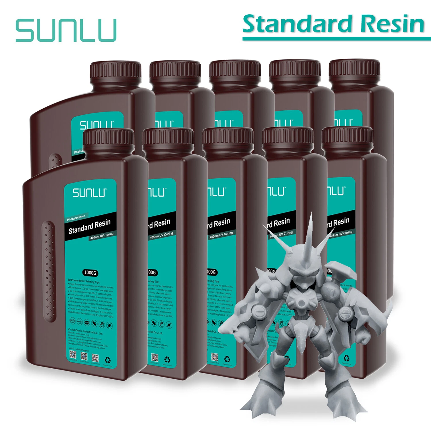 SUNLU 3D プリント用標準感光性樹脂 - 低臭気、高精度、使いやすく、初心者に最適、コスト効率が高い