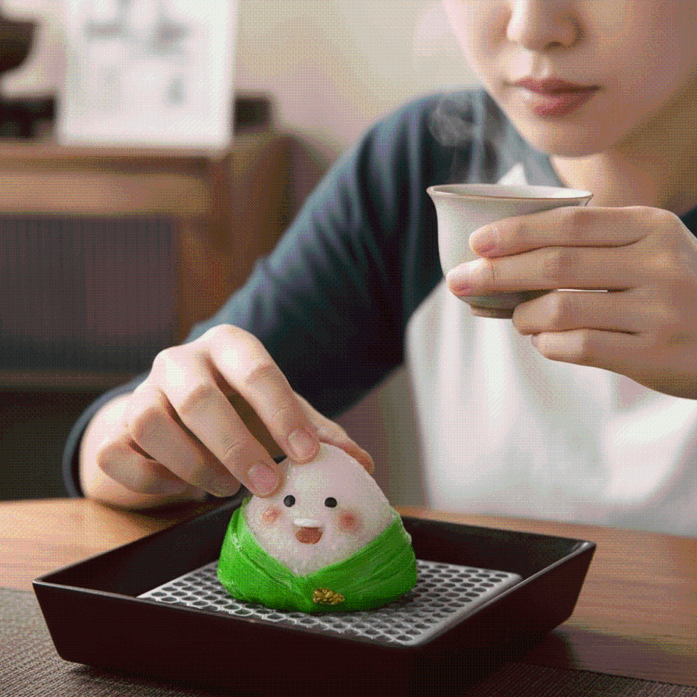 The Tea Favors Tea Pet Zongzi 彫刻高温グリーン樹脂団子像祝福福袋