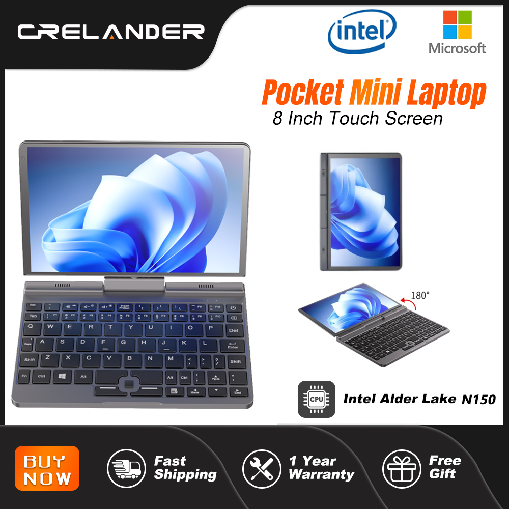 CRELANDER P8 8 インチミニラップトップタッチスクリーン 360 度回転インテルアルダー N150 12 ギガバイト WiFi6 ノートブックタブレット PC Protable ラップトップ