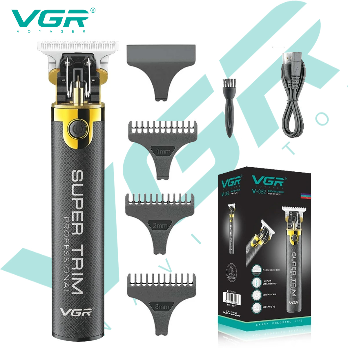 VGR 082 ヘアトリマー T9 メンズ電動バリカンプロのヘア切断機 T9 金属シェル理容トリマー男性用