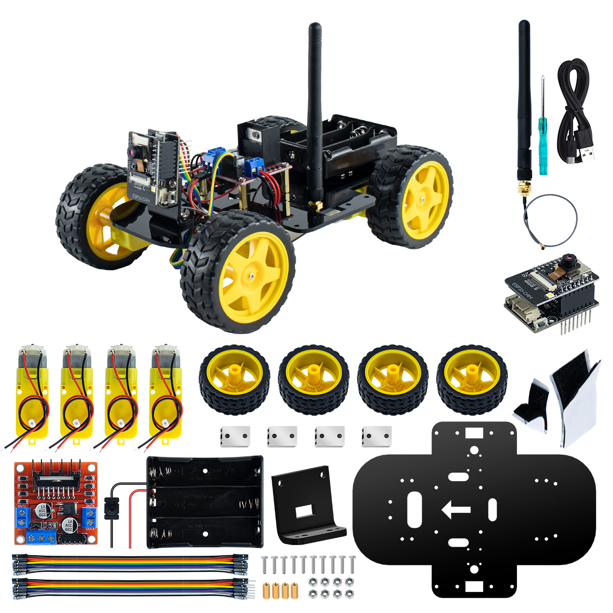 LAFVIN ESP32 カメラとコード学習を備えた Arduino プロジェクト用ロボット スターター キット スキル開発フルバージョン スマート カー キット
