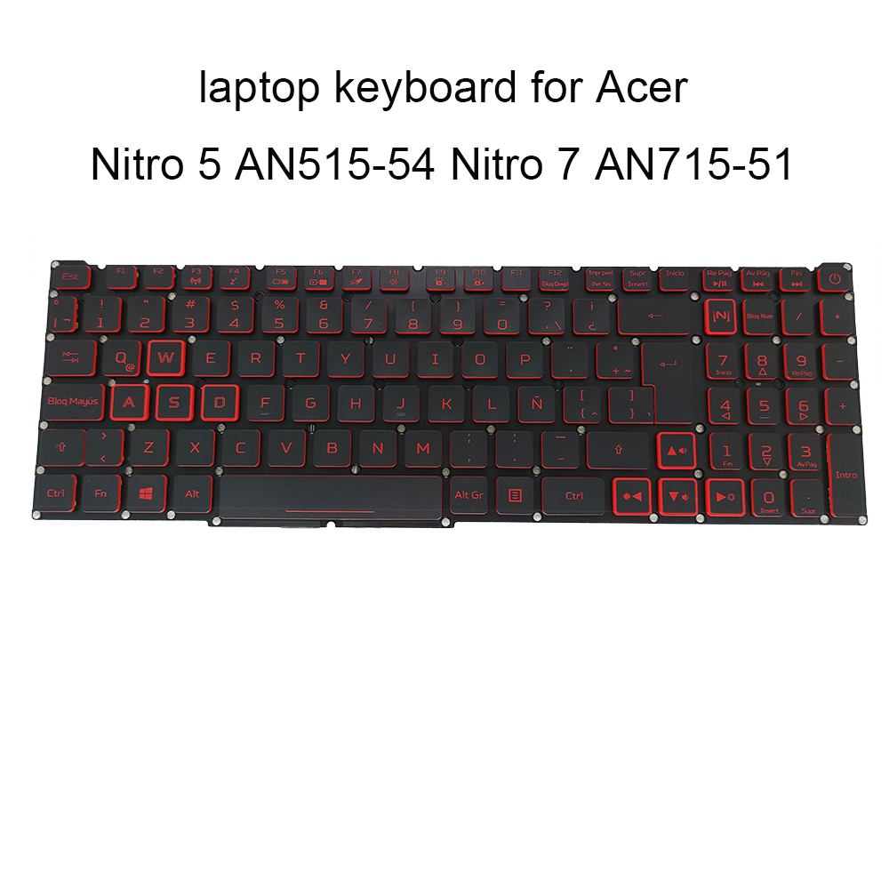 LA フランス語 AZERTY バックライト付きキーボードエイサーニトロ 5 AN515 54 557H AN517 AN715-51 ラテンスペイン語キーボード SP ES レッド LG5P-N90BRL