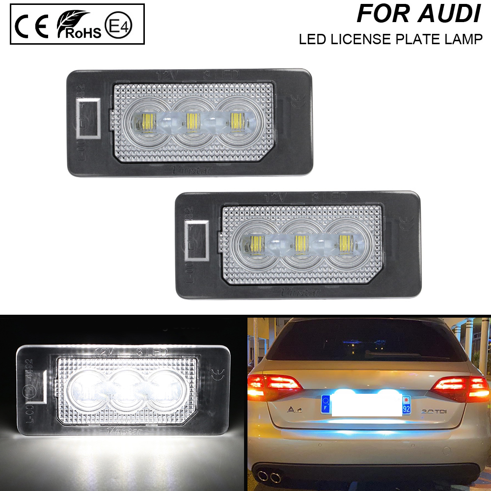 アウディ A4 B8 A3 A6 C7 Q3 Q5 TT ナンバープレート LED ランプエラーなし 2 個第二世代内蔵 Canbus ナンバープレートランプ