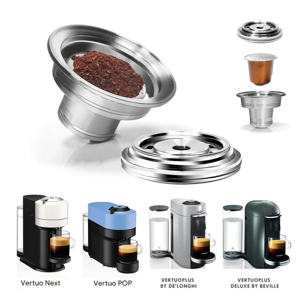 Nepresso Vertuoline マシン用の再利用可能なカプセルアダプター、オリジナルのポッドと互換性あり、ステンレススチール製、次の製品に適合
