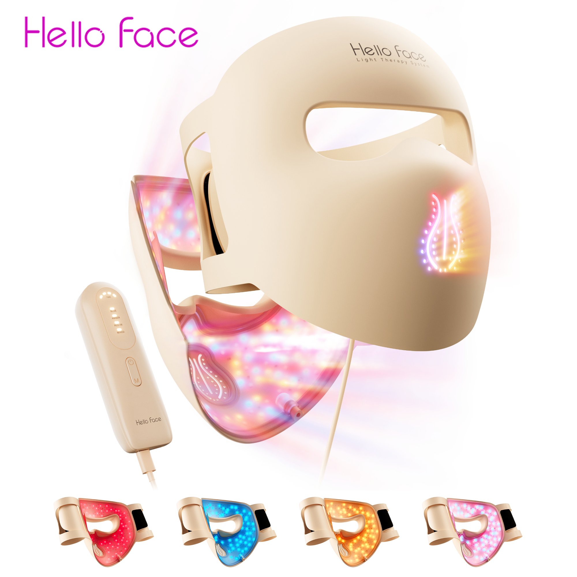 Hello Face M300 4D LED ライト セラピー マスク 311 LED、4 モード、アンチエイジング
