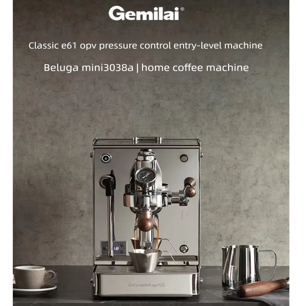 【新入荷】Gemilai 3038A ホワイトホエール半自動コーヒーマシン、コンパクト家庭用 E61 ボイラーエスプレッソマシン
