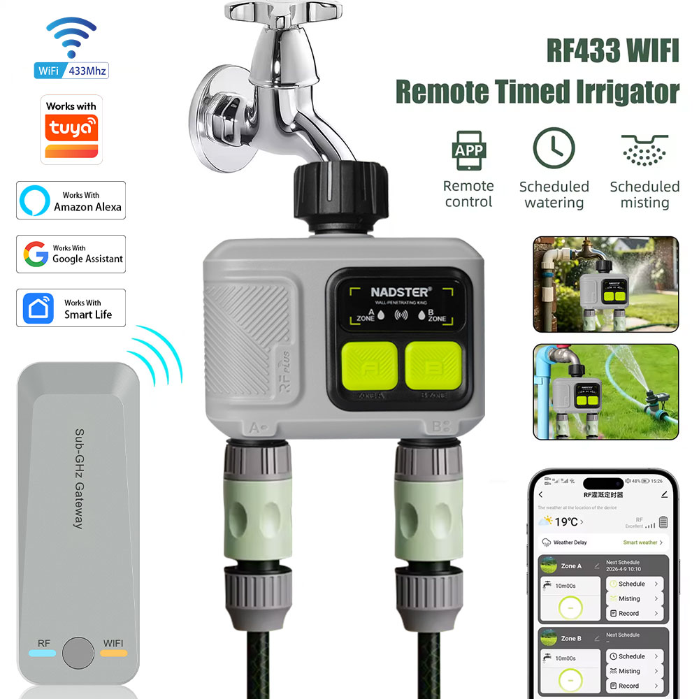 Tuya RF433 WIFI 自動水タイマーガーデンデジタル灌漑機インテリジェントスプリンクラー屋外で使用して水を節約