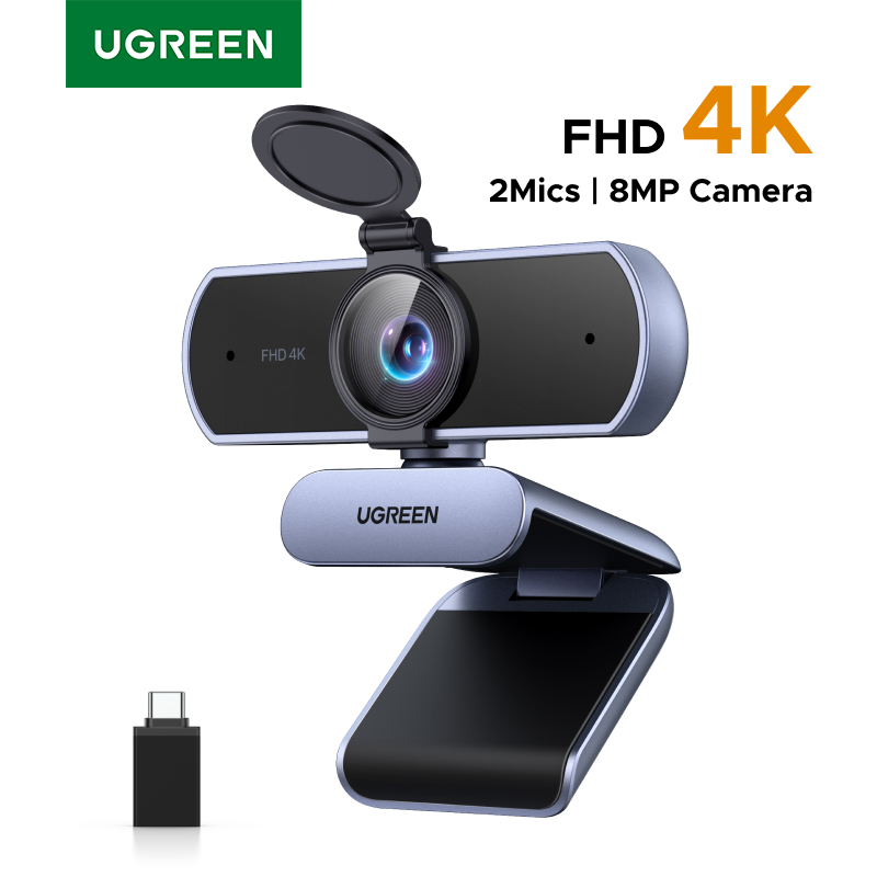 4K FHD 1080P ウェブカメラ 8MP PC 用、PDAF オートフォーカス、デュアル AI ノイズキャンセリングマイク、ウェブカメラカメラは Zoom/Teams/Google Meet に対応