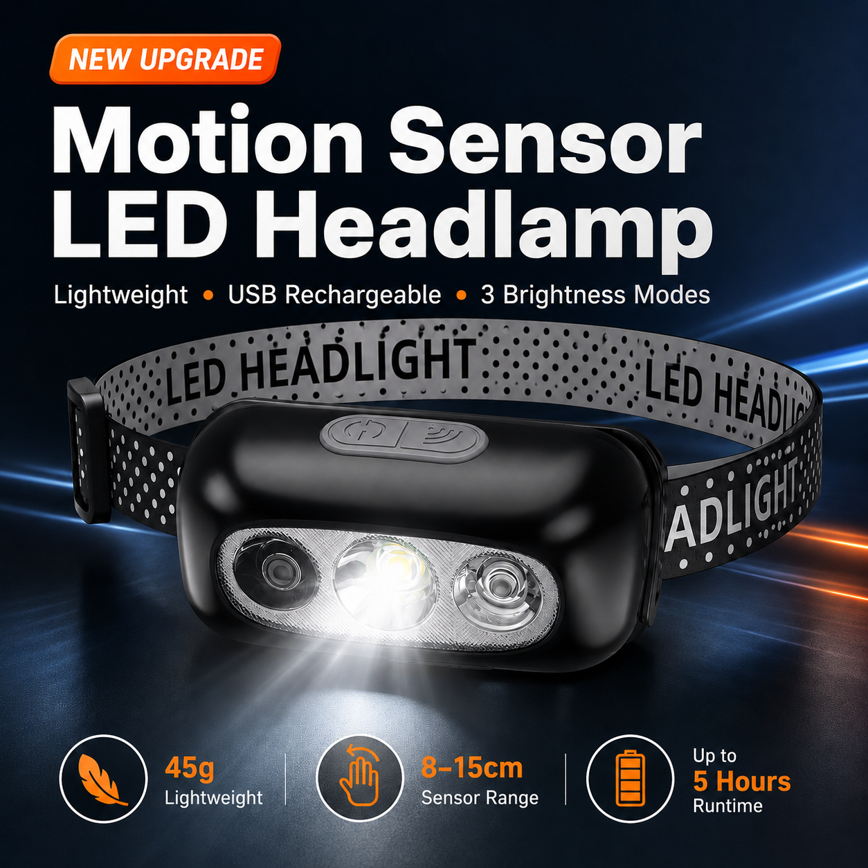 LED ヘッドランプ USB 充電式モーションセンサーヘッドライト懐中電灯トーチ調節可能なヘッドバンド屋外キャンプ釣りハイキング