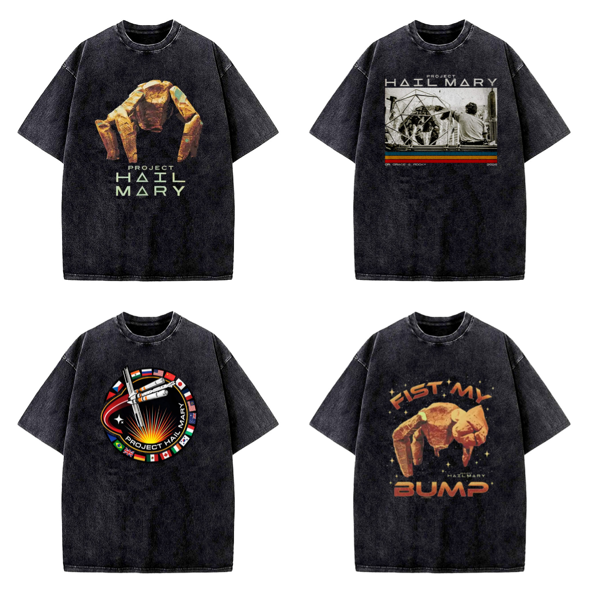ヴィンテージ洗浄プロジェクトあられメアリーエイリアンポスター Tシャツ夏のストリート Tシャツ綿原宿 Tシャツ半袖
