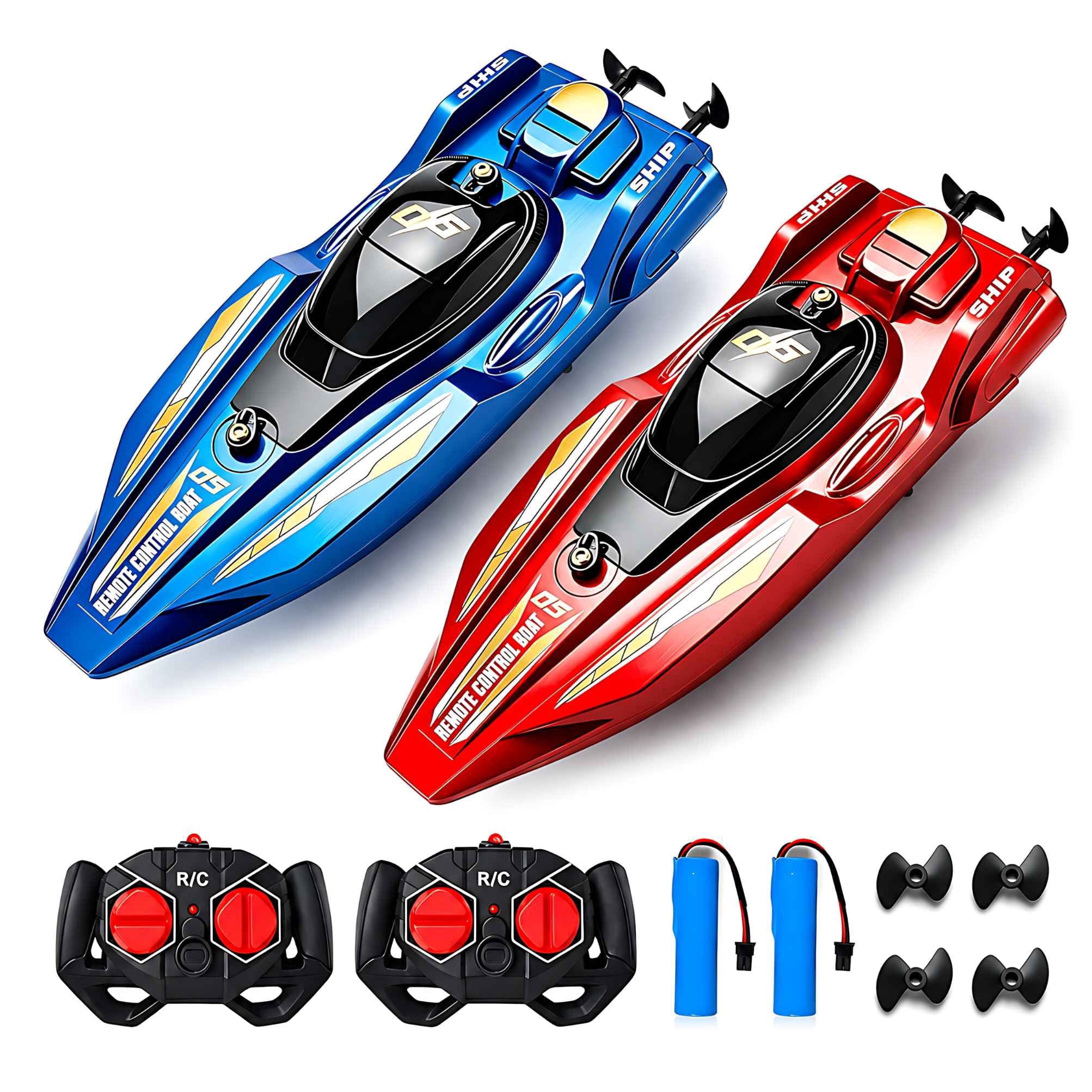 2 個 RC スピードボートセットリモコンレーシングボートデュアルモーター防水電動水上バイクのおもちゃプール湖子供男の子女の子