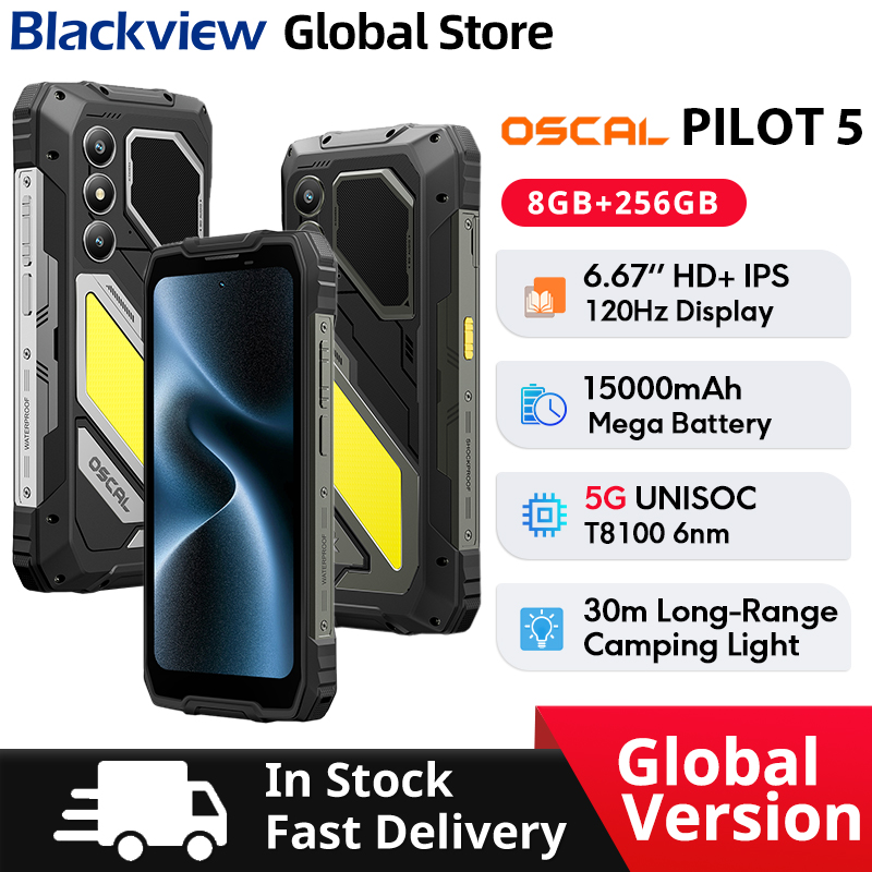 Blackview OSCAL PILOT 5 頑丈なスマートフォン 5G AI 6.67" 120Hz ディスプレイ UNISOC T8100 CPU 8GB 256GB 15000Amh 5W スピーカー NFC 携帯電話