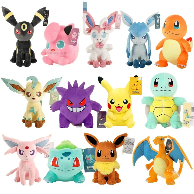 53 スタイルポケモンぬいぐるみヒトカゲゼニガメピカチュウムーンリーフイーブイぬいぐるみフシギダネぬいぐるみ動物玩具ゲンガー人形ギフト子供のため