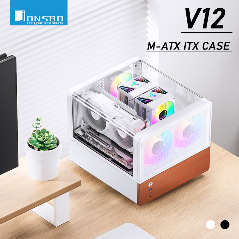 Jonsbo V12 MATX ITX PC ケースシービュールームゲーミング双曲ガラスコンピュータデスクトップケース 120 ミリメートルケースファン PC ゲーマーキャビネット