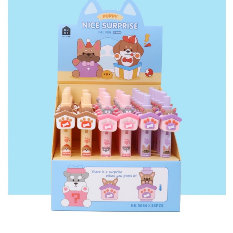 24 ピース/ロットかわいい犬プレスゲルペンかわいい 0.5 ミリメートル黒インク中性ペンプロモーションギフトオフィス学用品
