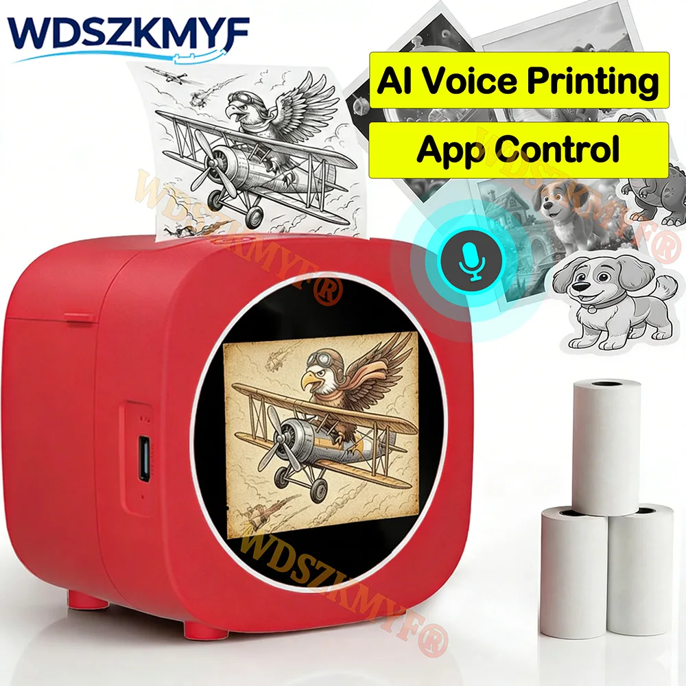 新しい AI マジックボックス音声制御ポータブル HD スクリーンプリンタ子供のためのギフト描画印刷玩具 WIFI Android iOS サーマルプリンタ