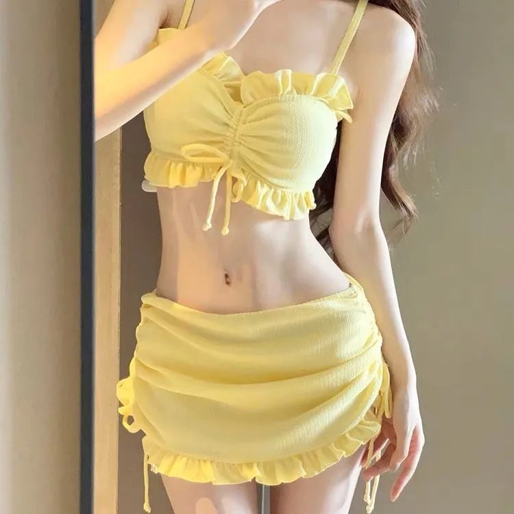 2024 新しい女性のビキニセット新鮮なスタイルセパレートビキニ 3 点セットセクシーなスパ若い女性の水着
