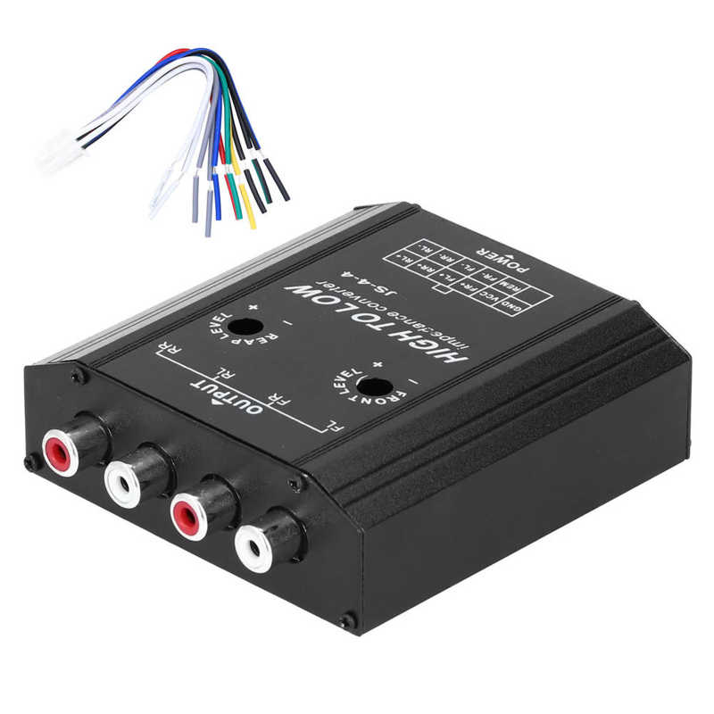 12V 4 チャンネルカーオーディオコンバーター RCA ハイからローラインカーステレオラジオスピーカー周波数フィルター