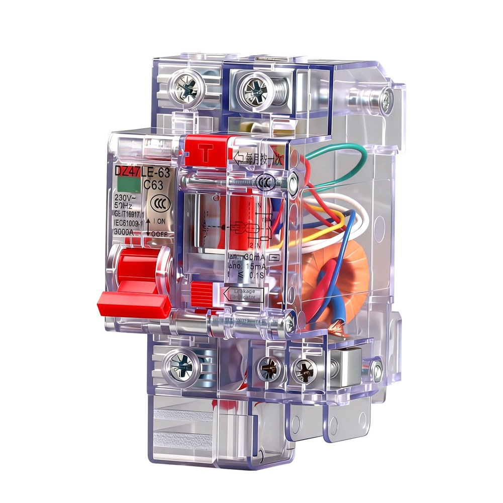 1pc 透明サーキットブレーカー 1P 6A に 63A 過負荷短絡漏電プロテクター付き電気システム用の迅速な応答