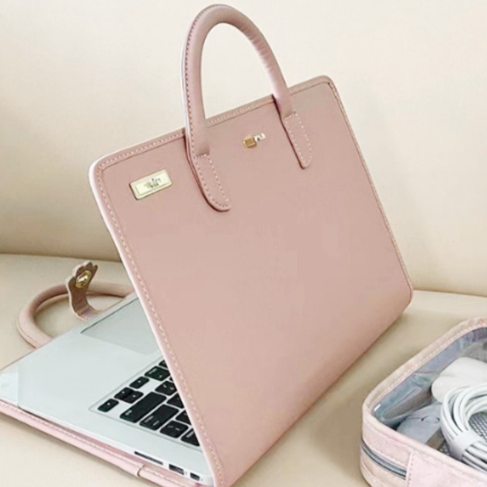 ハンドル付きラップトップスリーブ PU ラップトップケース Roseate スタイリッシュな防水ラップトップスリーブ保護バッグ ハンドル付き 14 インチノートパソコン用