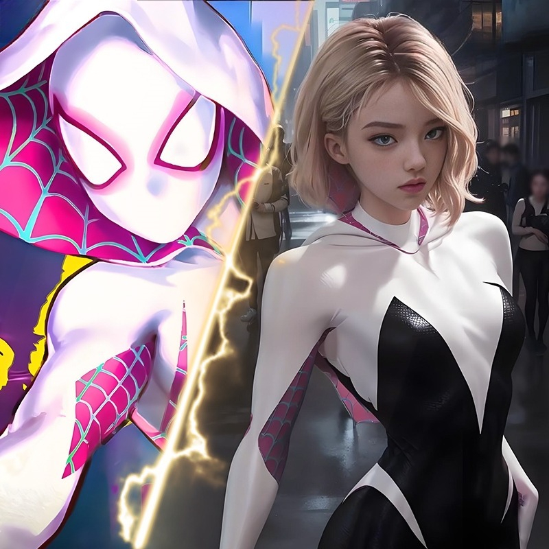 スパイダーマン衣装大人のスーパーヒーローグウェンマイルモラレススパイダーマンコスプレ衣装ボディスーツハロウィン女性パーティージャンプスーツ新