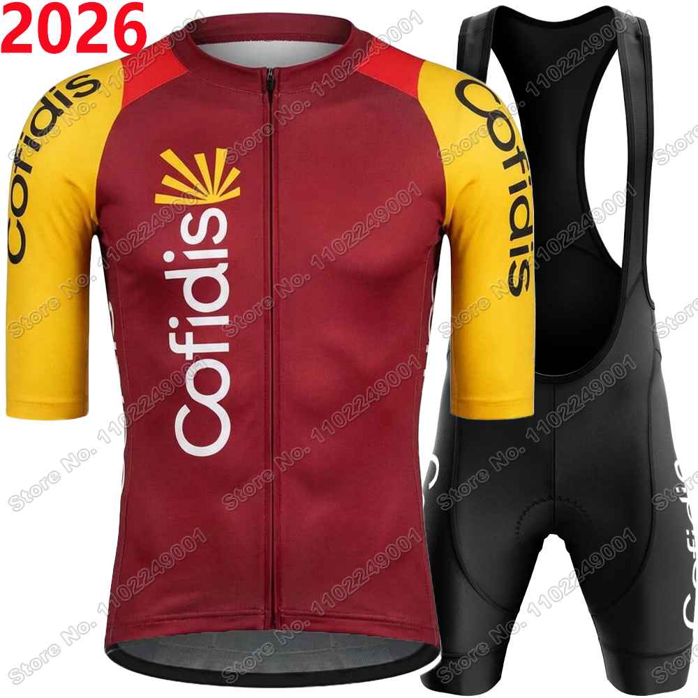 2026 チーム Cofidis サイクリングジャージセット夏サイクリング服男性ロードバイクシャツスーツ自転車ビブショーツ MTB ユニフォーム