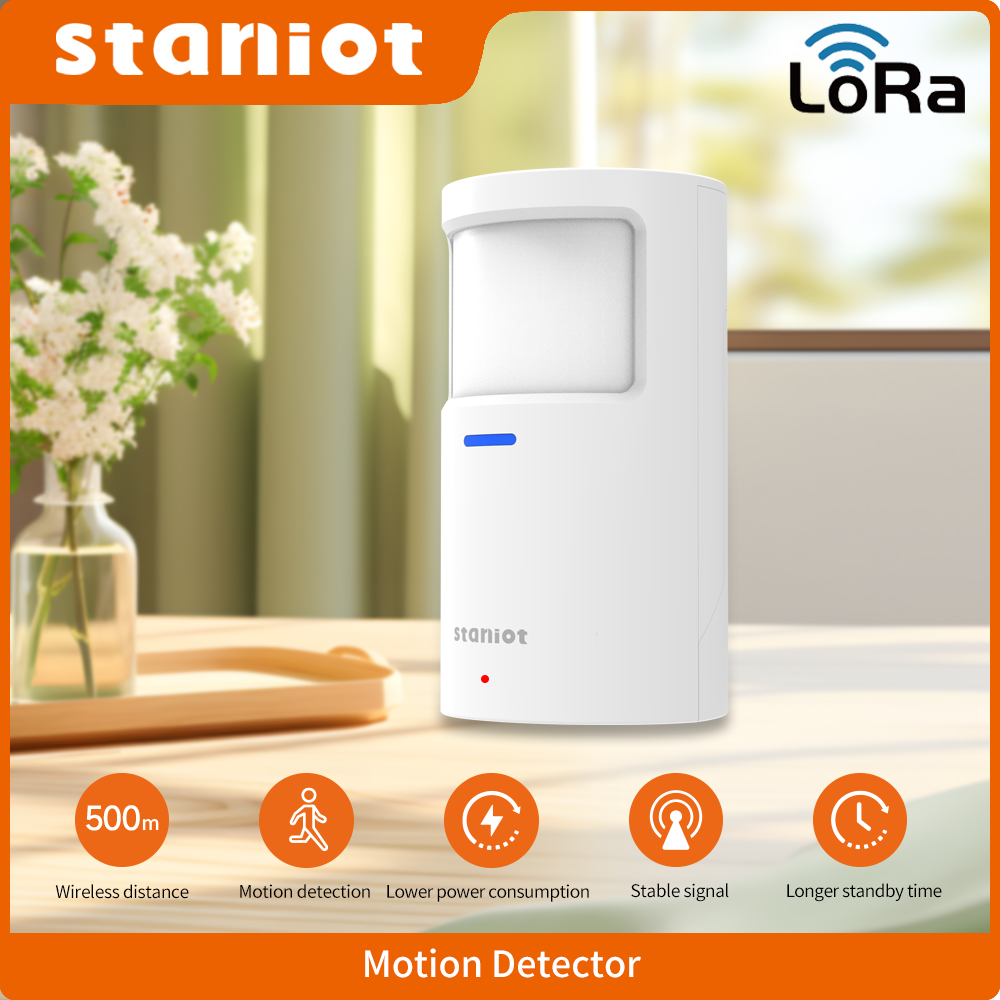Staniot LoRa バージョン ワイヤレス PIR モーション検出器 500 メートルの通信距離、分解防止アラーム付き人感センサー