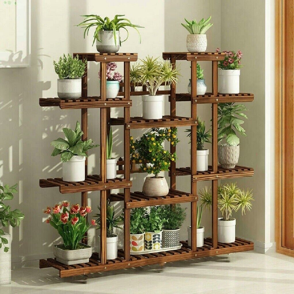 木製植物棚植木鉢スタンド屋内屋外多層植物ディスプレイスタンド