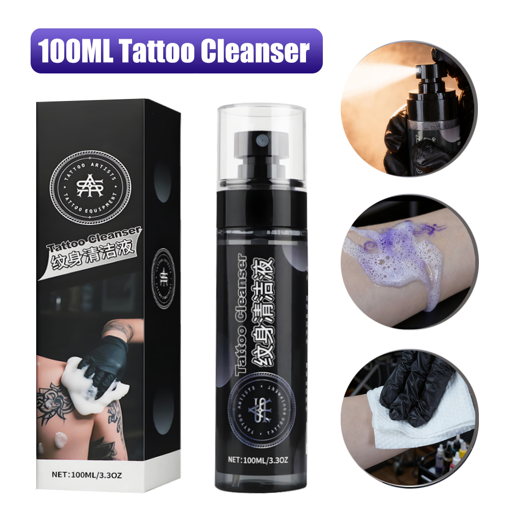 100ML タトゥークリーナー - スプレータイププレスクリーナー - タトゥーアーティストの転写紙用タトゥーステンシルリムーバースプレーで素早くきれいにします。