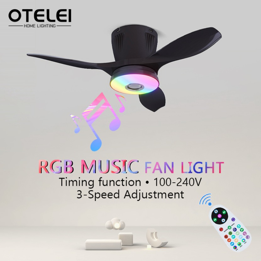 RGB シーリングファンライトリモコン Bluetooth スピーカーホームファンキッチンリビングルーム寝室の装飾ライト屋内 LED ファンランプ