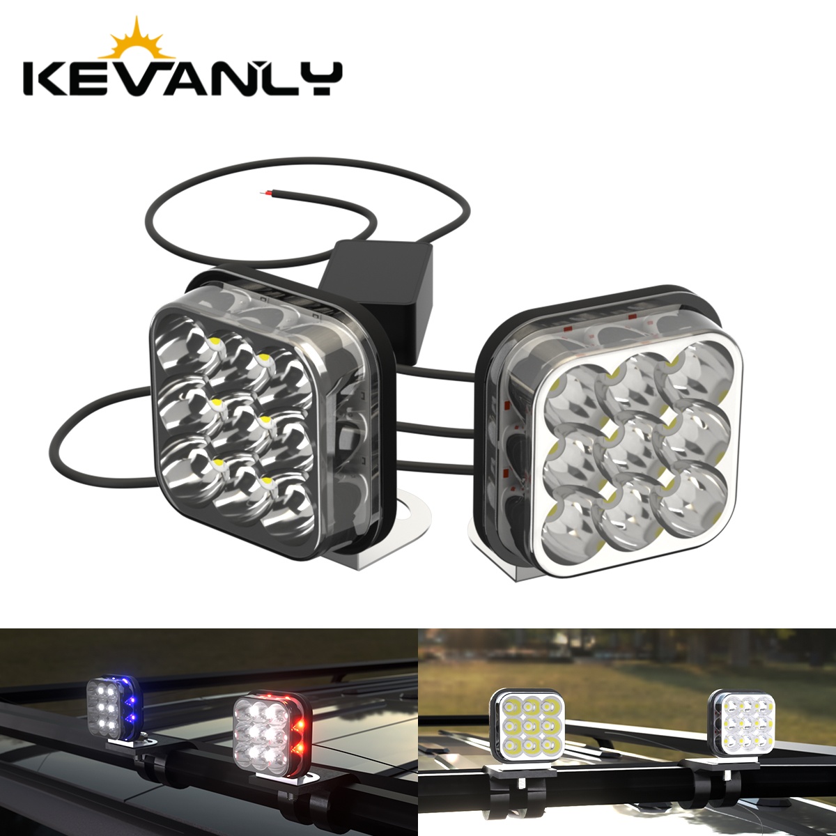 2IN1 車作業ライトバー 9SMD 補助 LED ヘッドライト赤青点滅 4 × 4 オフロード SUV ATV UTV トラクターボートトラック