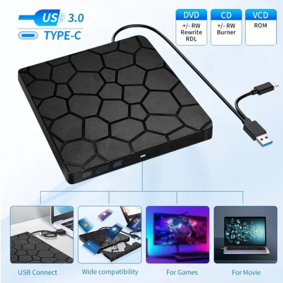 2 で 1 外部 DVD RW ドライブ USB 3.0 Type-C インターフェイススリム DVD CD ライターバーナーリーダープレーヤー光学ドライブラップトップノートブック