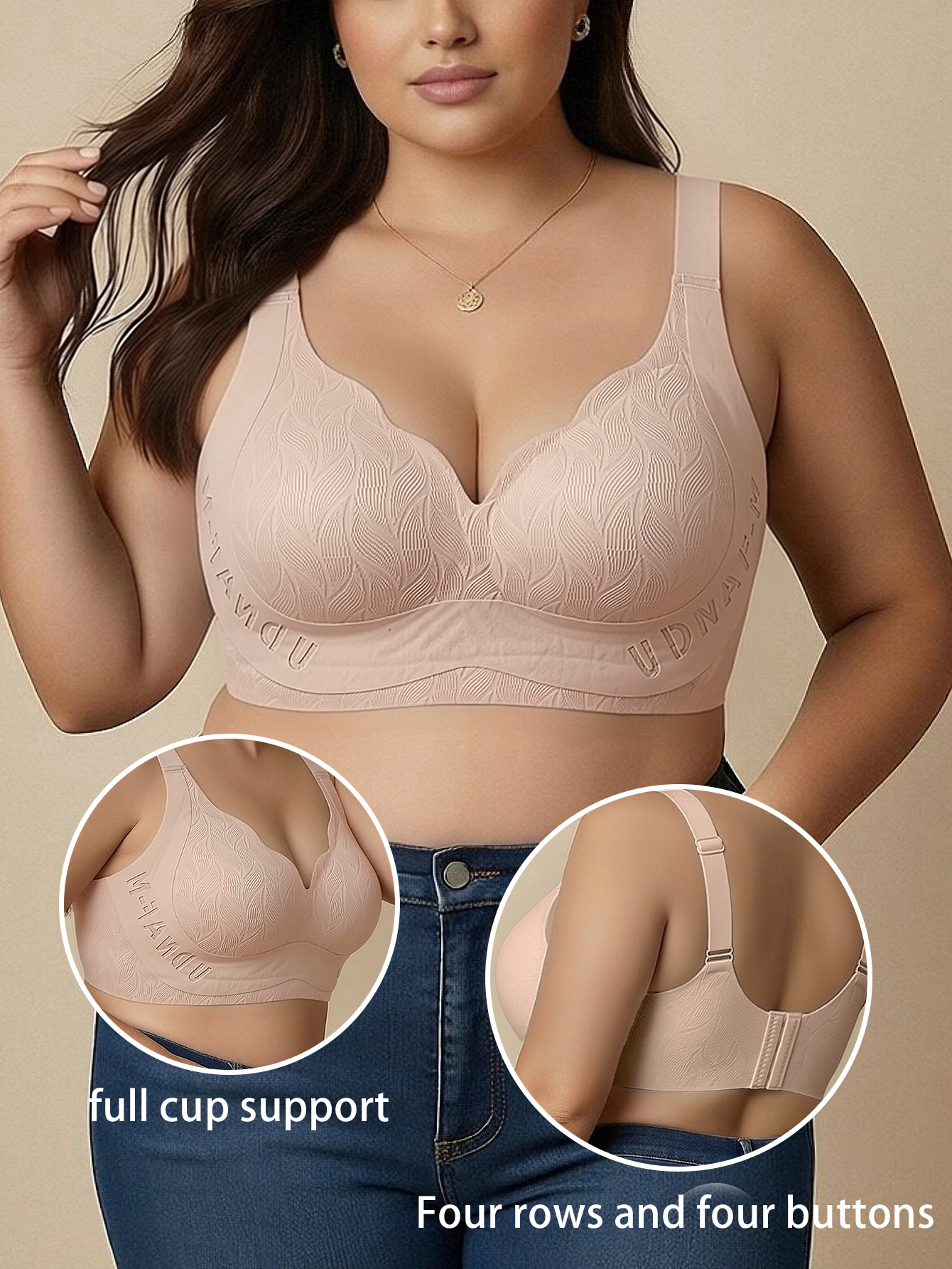 L-6XL プラスサイズフルカバレッジサポートブラジャービッグバスト抗たるみプッシュアップシームレスな快適なサイドサポート下着