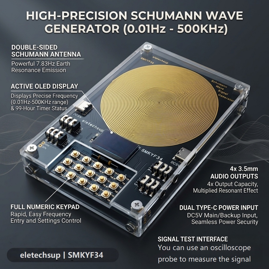 4CH シューマン波信号発生器 0.01Hz-500KHz 7.83Hz 超低周波共鳴モジュール 睡眠瞑想用 OLED ディスプレイ