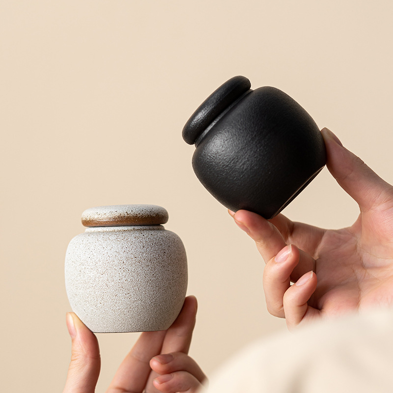 Ceramics Tea Caddies Oolong Sugar Container Travel Tea Bag Sealed Jar Coffee Powder Canister Black White Household Storage Tank